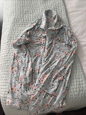 Everly Grey Light Blue Floral Button-Down Pajama Top and bottom